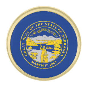 Nebraska State Flag Gold Finish Lapel Pin