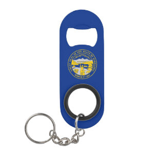 Nebraska State Flag Keychain Bottle Opener