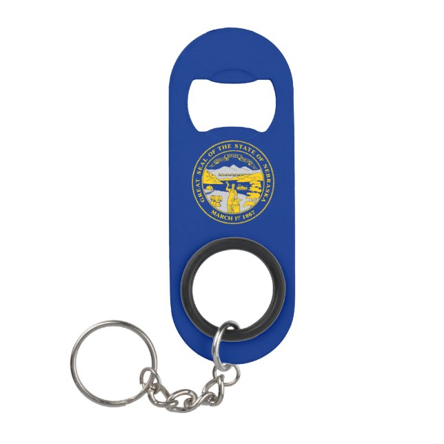Nebraska State Flag Keychain Bottle Opener (Front)