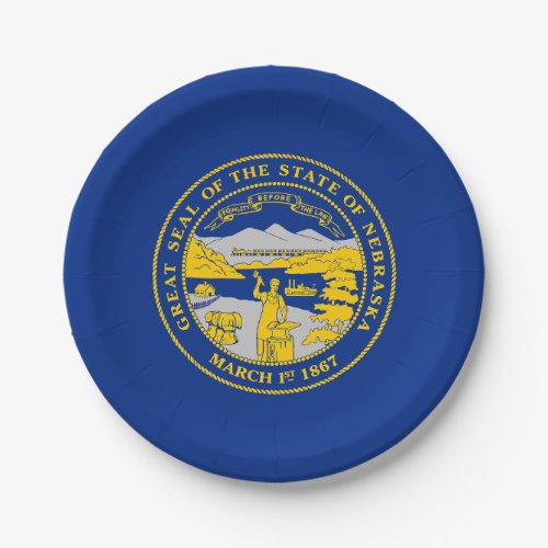 Nebraska State Flag Paper Plates