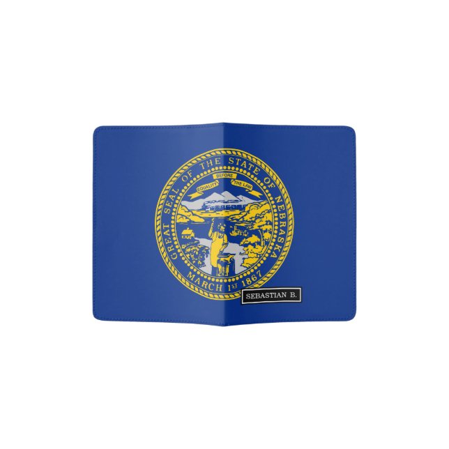 Nebraska State Flag Passport Holder (Opened)