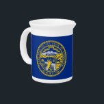 Nebraska State Flag Pitcher<br><div class="desc">Elevate your beverage service with a touch of Nebraska pride using our exclusive pitcher featuring the flag of Nebraska! This pitcher is more than just a functional item; it’s a celebration of Nebraska’s heritage and a unique way to showcase your state pride. Each pitcher prominently displays a vibrant print of...</div>