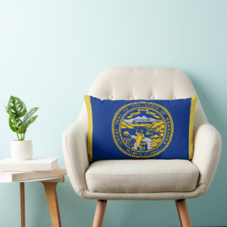 Nebraska State Flag Print Patriotic Lumbar Pillow