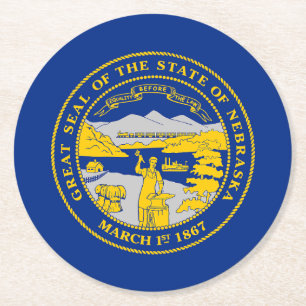 Nebraska State Flag Round Paper Coaster