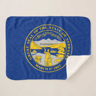 Nebraska State Flag Sherpa Blanket