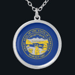 Nebraska State Flag Silver Plated Necklace<br><div class="desc">Patriotic Nebraska state flag.</div>