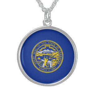 Nebraska State Flag Sterling Silver Necklace