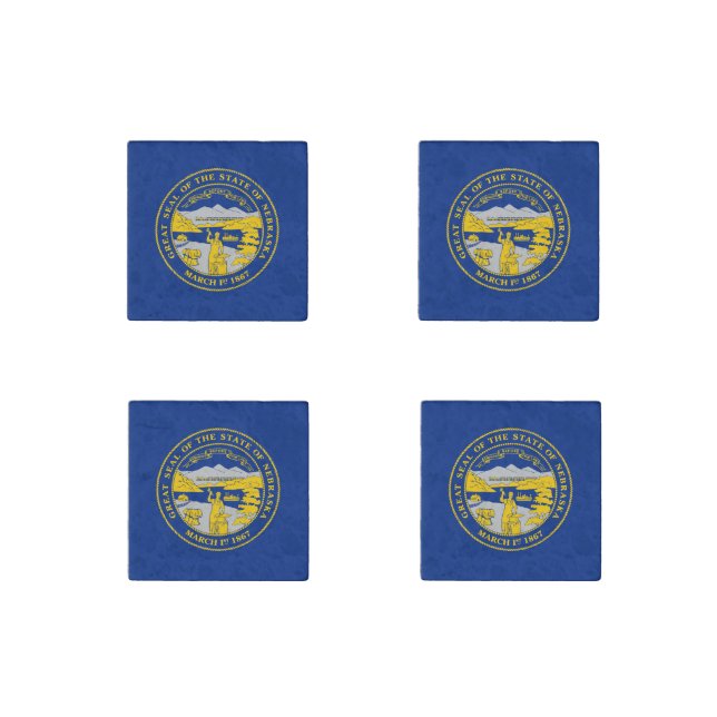 Nebraska State Flag Stone Magnet (Front)