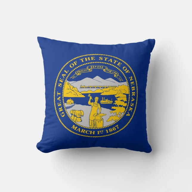 Nebraska State Flag Throw Pillow (Front)