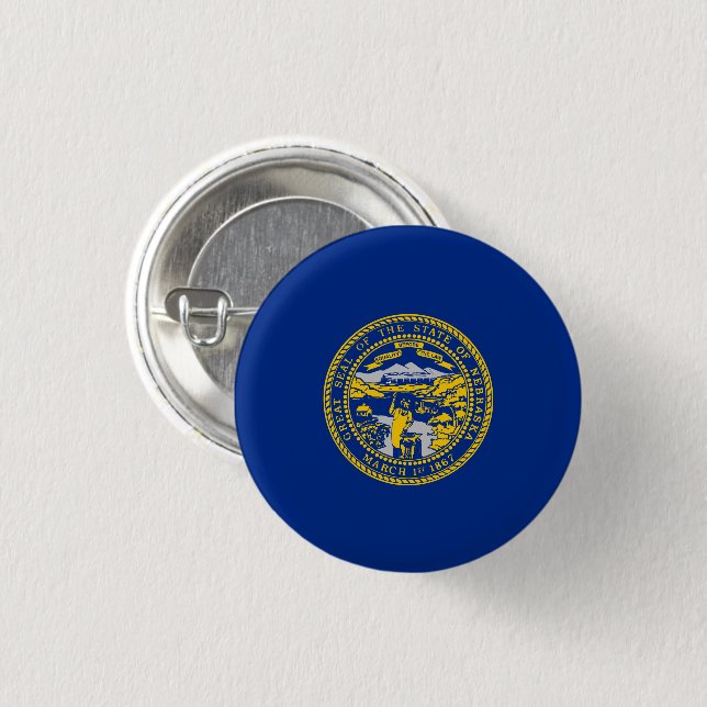 Nebraska State Flag USA Button (Front & Back)