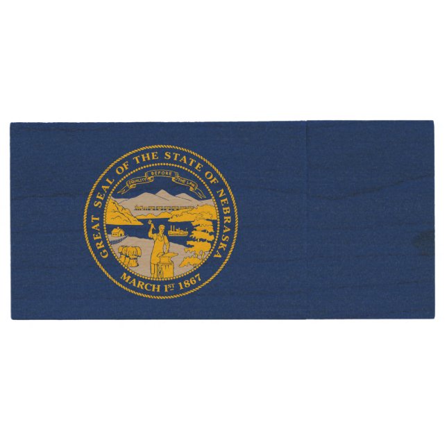 Nebraska State Flag Wood Flash Drive (Front)