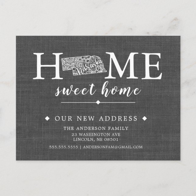 NEBRASKA State Moving Announcement Post Card (Front)