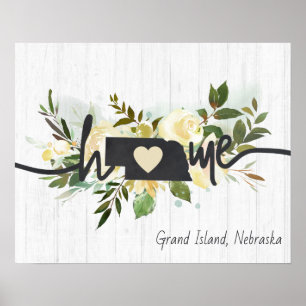 Nebraska State Personalized Your Home City Rustic Poster