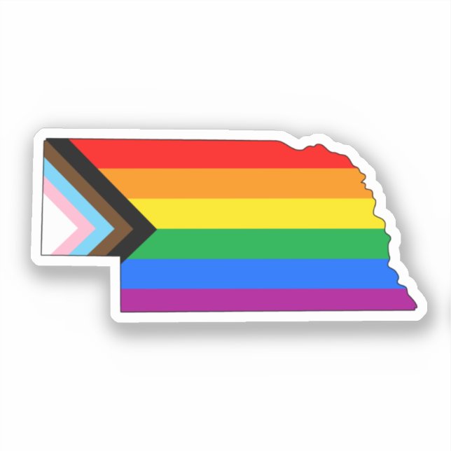 Nebraska State Pride LGBTQ Progress Pride Sticker (Front)