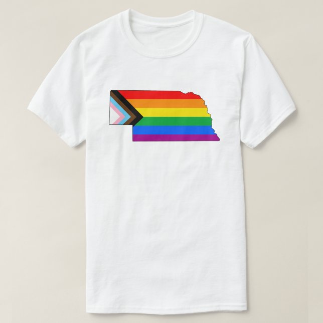 Nebraska State Pride LGBTQ Progress Pride T-Shirt (Design Front)