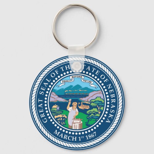 Nebraska state seal america republic symbol flag keychain