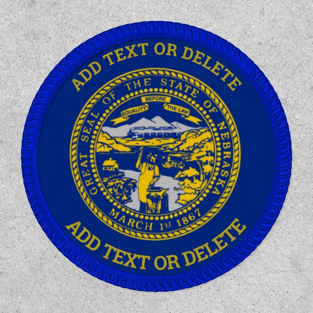 NEBRASKA STATE SEAL custom add text Patch (Front)