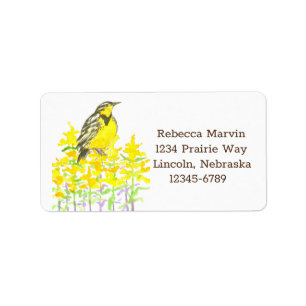 Nebraska State Western Meadowlark Return Address Label