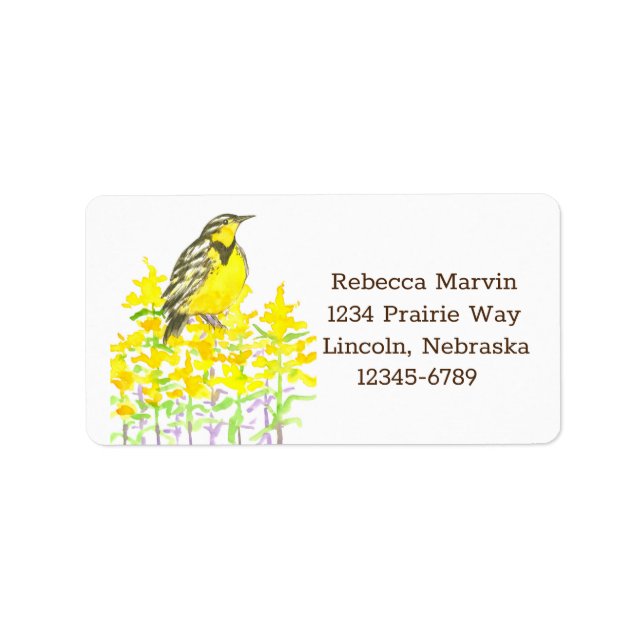 Nebraska State Western Meadowlark Return Address Label (Front)