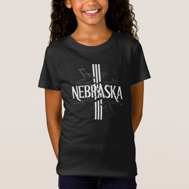 Nebraska Stripe Girls’ Fine Jersey Tee (Front)