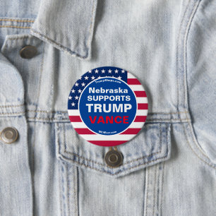 Nebraska SUPPORTS TRUMP VANCE Button