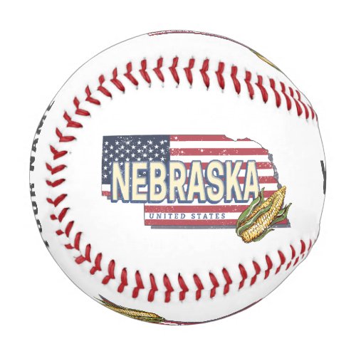 Nebraska United States Retro State Map Vintage USA Baseball