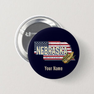 Nebraska United States Retro State Map Vintage USA Button