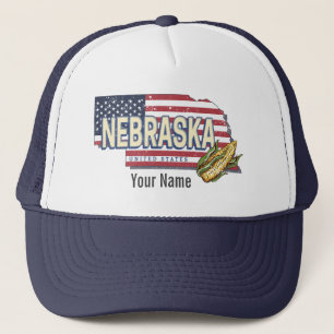 Nebraska United States Retro State Map Vintage USA Trucker Hat