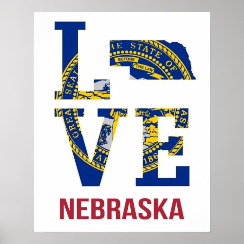 Nebraska USA State Love Poster