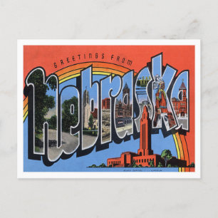 Nebraska Vintage Big Letters Postcard