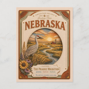 Nebraska Vintage Paper Cut American Arcana Postcard