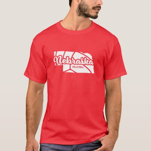 Nebraska Volleyball Retro Script T_Shirt