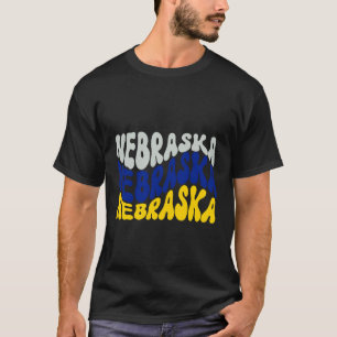 Nebraska Wavy Text Patriotic Design T-Shirt