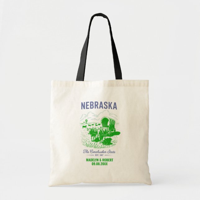 Nebraska Wedding Welcome Bag, State Love Tote Bag (Front)