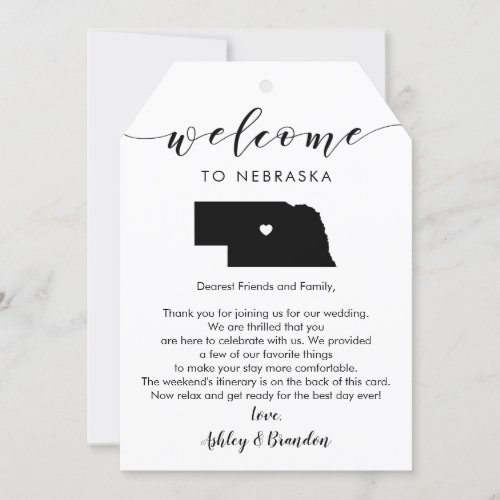 Nebraska Wedding Welcome Tag Letter Itinerary
