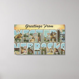 Nebraska (Western) - Large Letter Scenes Canvas Print