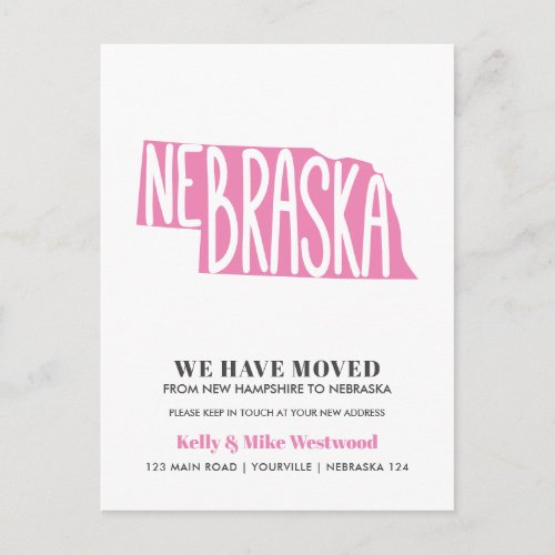 NEBRASKA Weve moved New address New Home  Postcard