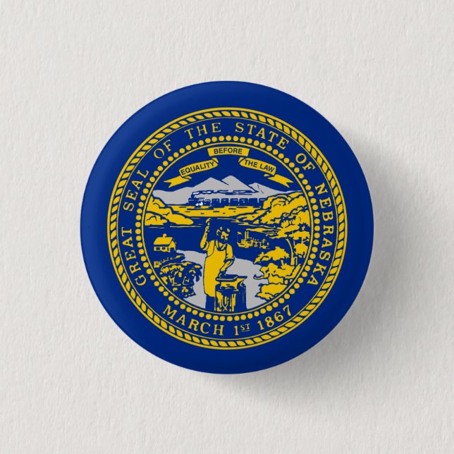 Nebraskan Flag, Flag of Nebraska Button (Front)