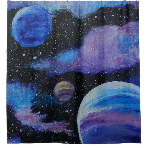 Nebula and Planets Space Shower Curtain