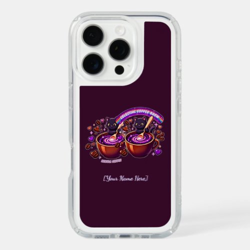 Nebula Celestial Coffee Cats Cute Purple  iPhone 16 Pro Case