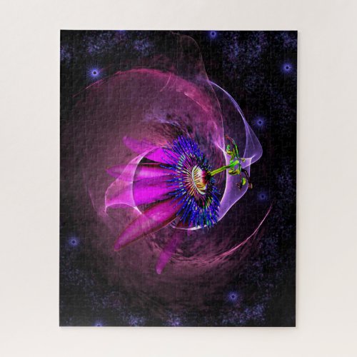 Nebula Design with Passion Flower Jigsaw Puzzle