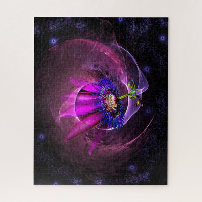 Nebula Design with Passion Flower Jigsaw Puzzle (Vertical)
