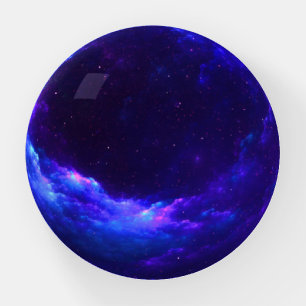 Nebula Gas Cloud Ring Blue and Purple Paperweight