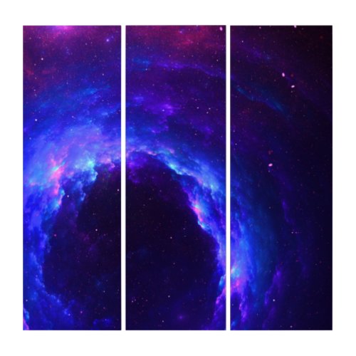 Nebula Gas Cloud Ring Blue and Purple Triptych