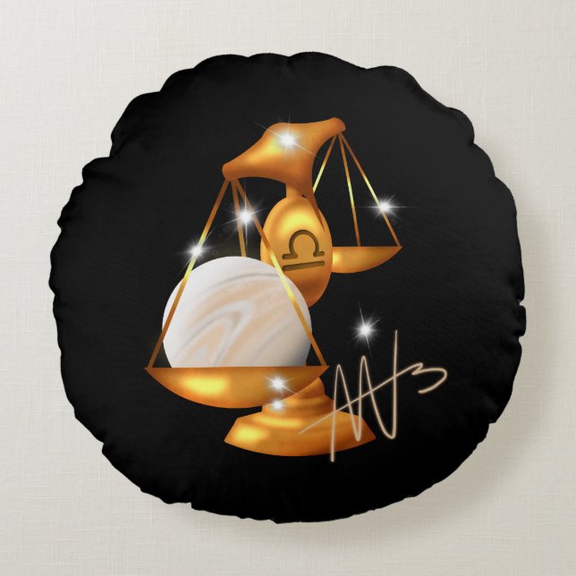 Nebula Libra Venus Zodiac Round Pillow (Front)
