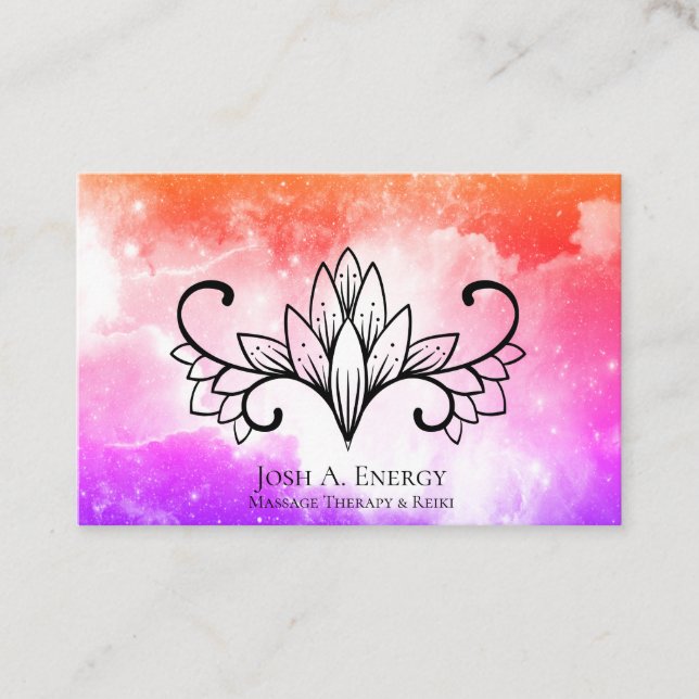 *~* Nebula Lotus Galaxy Universe Pink Purple Business Card (Front)