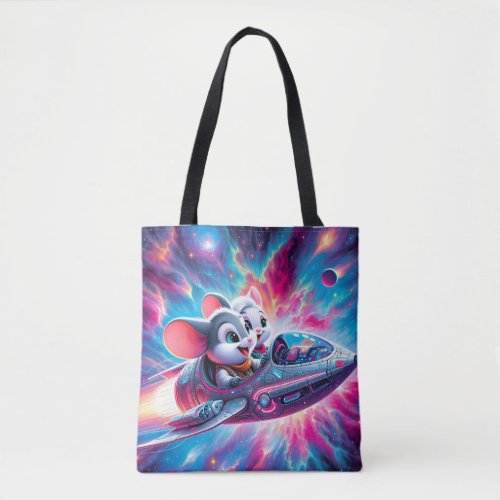  Nebula Navigator Puff Puff Mouses Cosmic Voyage Tote Bag