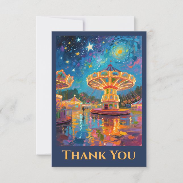 Nebula Night Carousel - Van Gogh Inspired Art Thank You Card (Front)