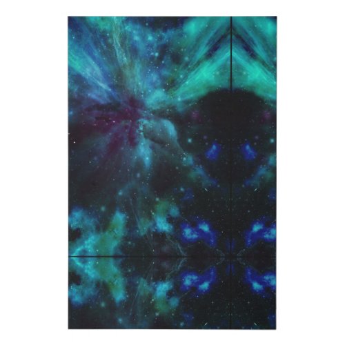 Nebula Northern Lights Reflection Aqua Blue Purple Faux Canvas Print