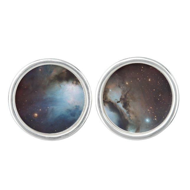 Nebula Orion Astronomy blue brown beige sky stars Cufflinks (Front)